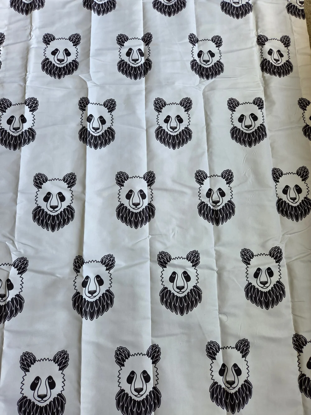 Kids Panda Print 2 Piece Curtain Panels - White and Black